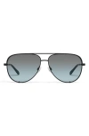 Quay High Key 62mm Oversize Aviator Sunglasses In Black/grey Light Turquoise