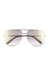 Quay High Key 62mm Oversize Aviator Sunglasses In Rose Gold/lavender