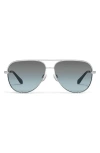 Quay High Key 62mm Oversize Aviator Sunglasses In Silver/grey Light Turquoise