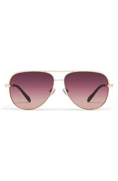 Quay High Key 64mm Extra Large Aviator Sunglasses In Gold/iris Doe