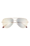 Quay High Key 64mm Oversize Aviator Sunglasses In Gold