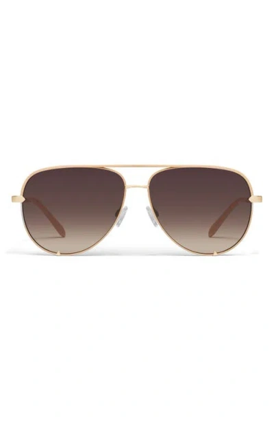 Quay High Key 64mm Oversize Aviator Sunglasses In Chamomile/dark Fawn
