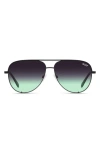 Quay High Key Micro 49mm Gradient Aviator Sunglasses In Black/ Black Fade Mint
