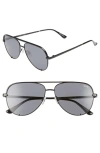 Quay Australia High Key Mini 51mm Aviator Sunglasses In Black/smoke Polarized