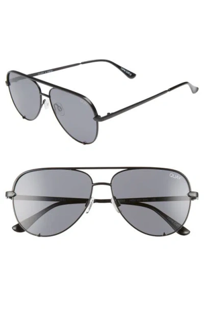 Quay Australia High Key Mini 51mm Aviator Sunglasses In Black/smoke Polarized