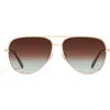 Quay High Key Mini 60mm Aviator Sunglasses In Gold/ Brown Fade Polarized