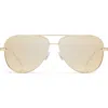 Quay High Key Mini 60mm Aviator Sunglasses In Gold / Gold Polarized Lens