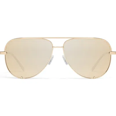 Quay High Key Mini 60mm Aviator Sunglasses In Gold / Gold Polarized Lens