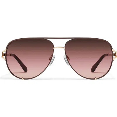 Quay High Key Twist 60mm Gradient Aviator Sunglasses In Dark Brown/ballet Glow