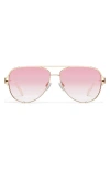 Quay High Key Twist 60mm Gradient Aviator Sunglasses In Pink