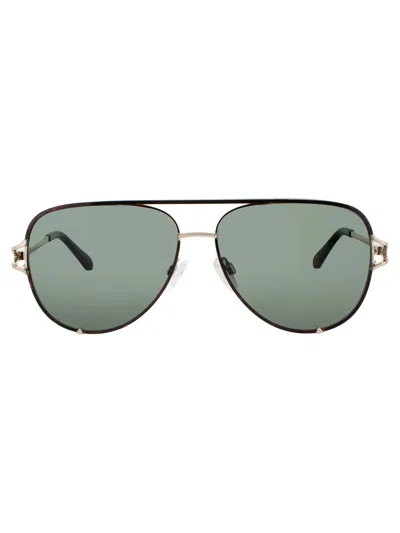 Quay High Key Twist Sunglasses In Dtrt/grn - Dark Tortoise / Gold - Green Tint