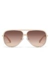 Quay High Profile 51mm Gradient Aviator Sunglasses In Bone/brown Fawn