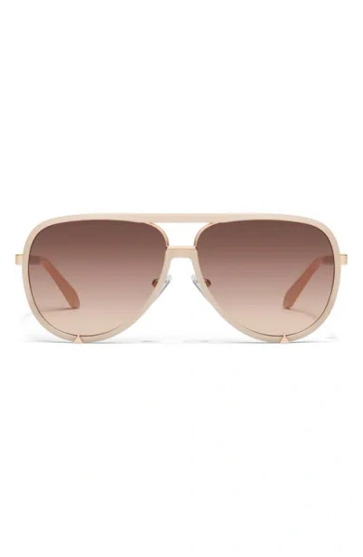 Quay High Profile 51mm Gradient Aviator Sunglasses In Bone/brown Fawn