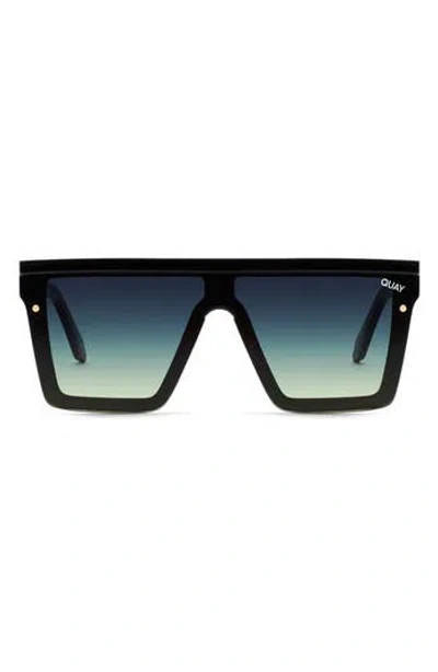 Quay Hindsight 56mm Shield Sunglasses In Black