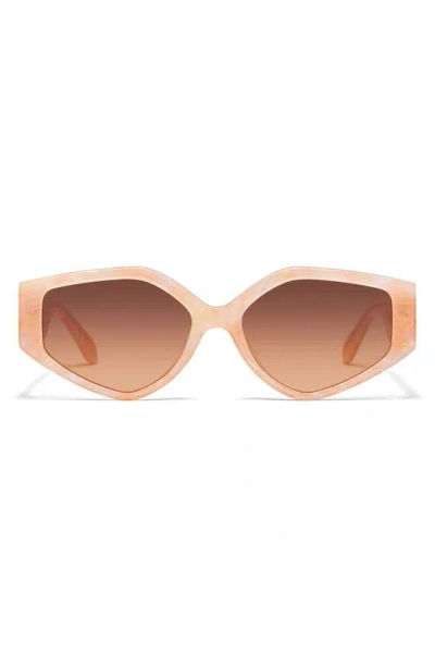 Quay Hot Gossip 44mm Gradient Cat Eye Sunglasses In Apricot Tortoise / Orange