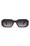 Quay Hyped Up 38mm Gradient Square Sunglasses In Black/smoke