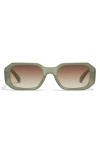 Quay Hyped Up 38mm Gradient Square Sunglasses In Jade/brown