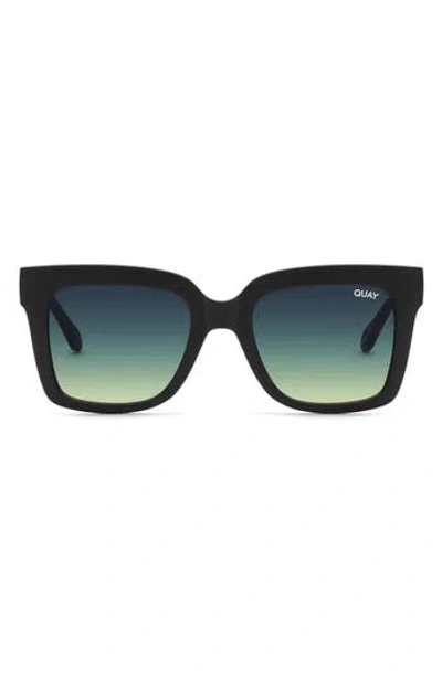 Quay Icy 51mm Gradient Square Sunglasses In Matte Black/smoke Green