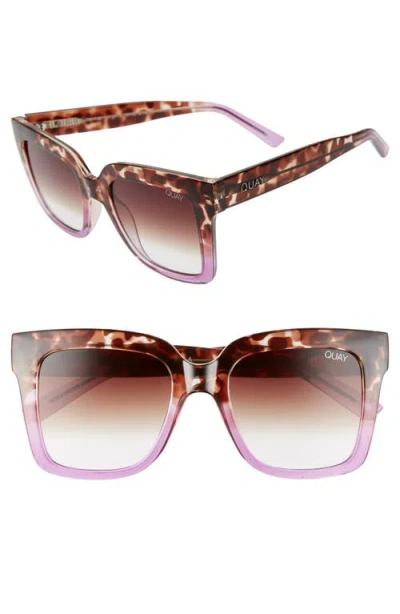 Quay Icy 52mm Gradient Square Sunglasses In Tortoise Purple/brown Fade