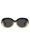 Quay Impromptu 45mm Round Sunglasses In Black Yellow/smoke