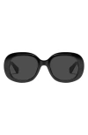 Quay Impromptu 52mm Round Sunglasses In Black