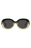 Quay Impromptu 52mm Round Sunglasses In Black