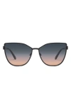Quay In Pursuit 64mm Gradient Cat Eye Sunglasses In Black / Smoke Coral