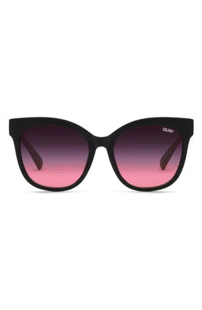 Quay It's My Way 53mm Gradient Cat Eye Sunglasses In Mtblk Blkpnkfd