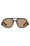 Quay Jet Set 45mm Small Aviator Sunglasses In Black/tan