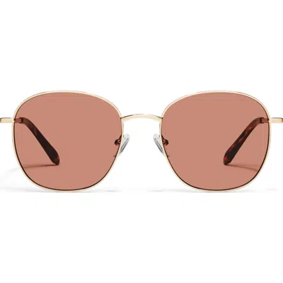 Quay Jezabell 57mm Round Sunglasses In Gold/dark Apricot