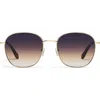 Quay Jezabell 57mm Round Sunglasses In Gold/dusk Poppy