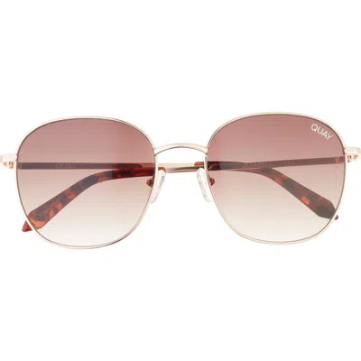 Quay Jezabell 57mm Round Sunglasses In Gold