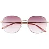 Quay Jezabell 57mm Round Sunglasses In Rose/purple Pink Fade