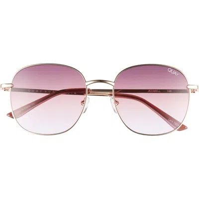 Quay Jezabell 57mm Round Sunglasses In Rose/purple Pink Fade