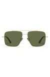 Quay Level Out 52mm Aviator Sunglasses In Gold/green Polarized