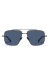 Quay Level Out 52mm Aviator Sunglasses In Brushed Gunmetal/navy