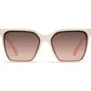 Quay Level Up 55mm Square Sunglasses In Champagne/brown Fawn