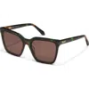 Quay Level Up 55mm Square Sunglasses In Dappled Green Tort/brown