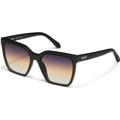 Quay Level Up 55mm Square Sunglasses In Matte Black/dusk Poppy