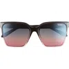 Quay Level Up 60mm Square Sunglasses In Black