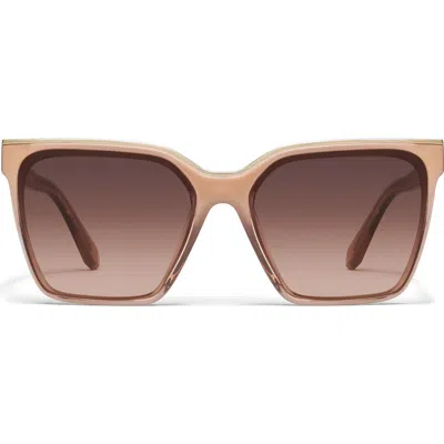 Quay Level Up 60mm Square Sunglasses In Chamomile/dark Fawn