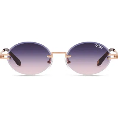 Quay Literally Obsessed 41mm Oval Sunglasses In Gold
