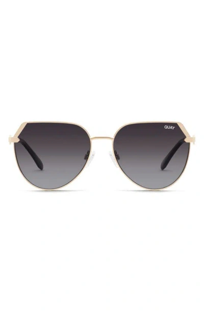 Quay Main Character 55mm Polarized Round Sunglasses In Gold/ Smoke Polarized