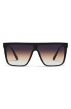 Quay Night Fall 52mm Gradient Flat Top Sunglasses In Black/dusk Poppy