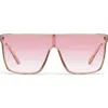 Quay Nightfall Adorned 138mm Gradient Shield Sunglasses In Pink