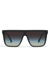 Quay Nightfall Oversize 138mm Gradient Shield Sunglasses In Black