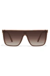 Quay Nightfall Oversize 138mm Gradient Shield Sunglasses In Brown