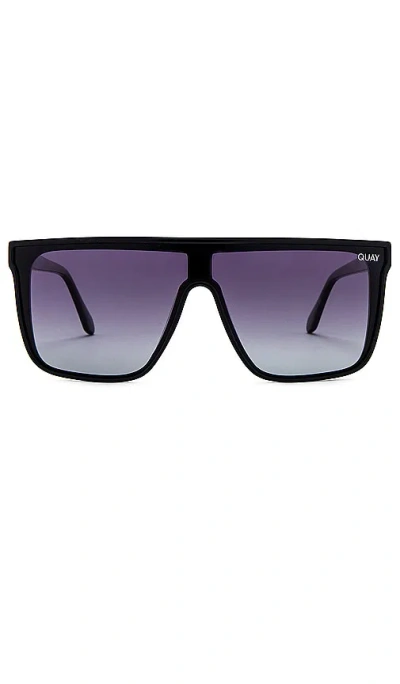 Quay Nightfall Polarized Sunglasses In 黑色 & 烟灰色