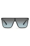 Quay Nightfall Remixed 138mm Shield Sunglasses In Black/grey Light Turquoise