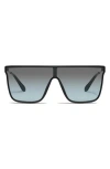 Quay Nightfall Remixed 138mm Shield Sunglasses In Black/grey Light Turquoise